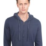 M Fleece With Zip N Blue 300Gsm