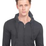 M Fleece With Zip Black 300Gsm